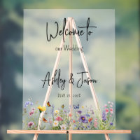 Wildflowers Bruiloft Welkom Frosted Acryl Sign
