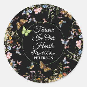 Wildflowers Butterflies Greenery Funeral Ronde Sticker