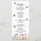 Wildflowers Butterflies Wedding Bar Menu (Voorkant)