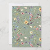 Wildflowers & Butterfly Sage Green Bruids Brunch Kaart (Achterkant)