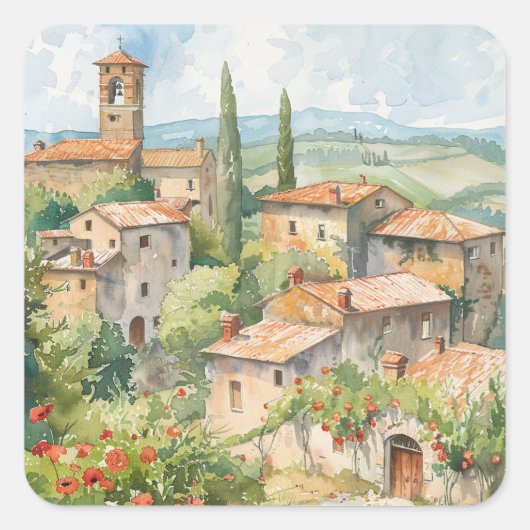 Wildflowers by a Lake Vierkante Sticker (Voorkant)