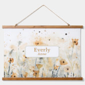 Wildflowers Custom Name Hout Topped Wall Tapestry Hangend Wandkleed (Voorkant)