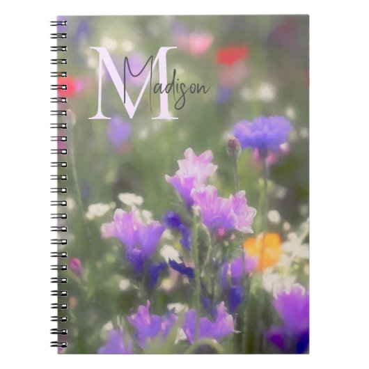 Wildflowers Custom Name Monogram  Notitieboek (Voorkant)