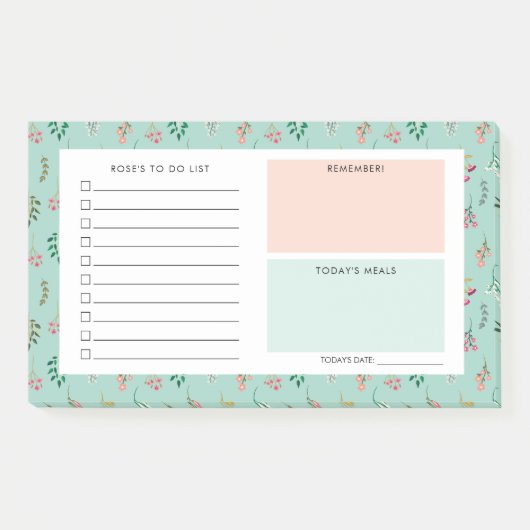 Wildflowers - Daily Organizer - Aangepaste naam Post-it® Notes (Voorkant)