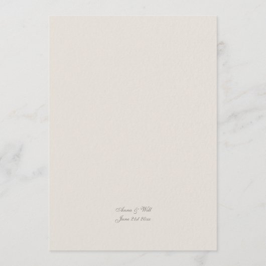 Wildflowers Ecru Faux Embossed formele bruiloft Menu (Achterkant)