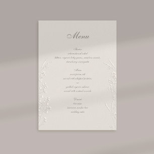 Wildflowers Ecru Faux Embossed formele bruiloft Menu