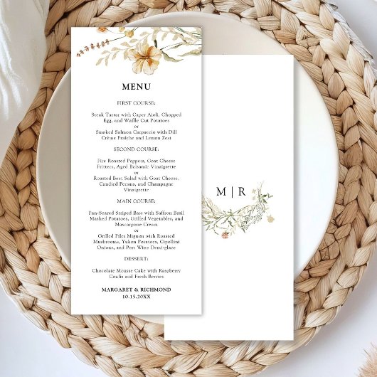  Wildflowers Elegant Bloemen Trouwmenu Menu