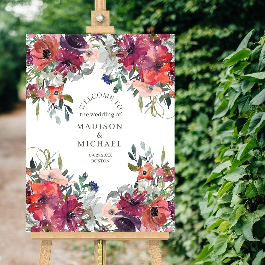Wildflowers Elegant Boho Fall Wedding Welkom Poster