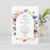 Wildflowers Elegant Modern Budget QR Code Wedding Kaart (Staand voorkant)