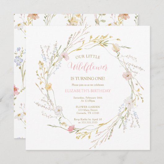 Wildflowers elegant Spring First Birthday (Voorkant / Achterkant)