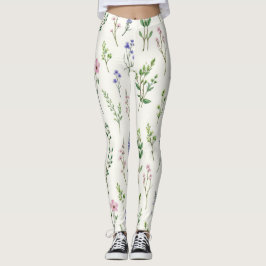 Wildflowers en kruiden naadloos patroon leggings