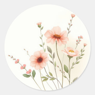 Wildflowers en zachte bladaccenten ronde sticker