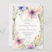 Wildflowers Fête Romantisch Helder Elegant Huwelij Kaart (Voorkant)
