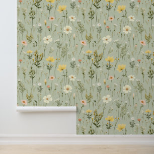 Wildflowers Floral Green Behang