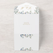 Wildflowers Floral QR Code Gold Wedding All In One Uitnodiging (Buitenkant)