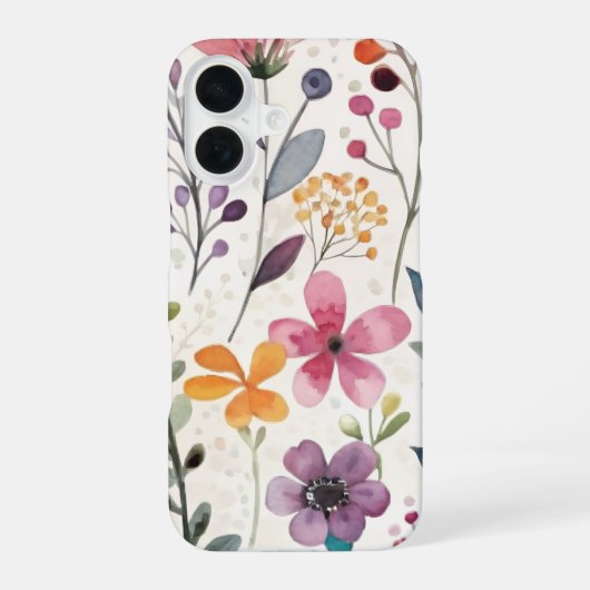 Wildflowers Floral Whimsical Pattern iPhone 16 Hoesje (Achterkant)