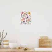 Wildflowers Floral Whimsical Pattern Poster (Keuken)