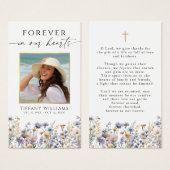Wildflowers Forever Hearts Cross Photo Prayer Card (Devant & derrière)