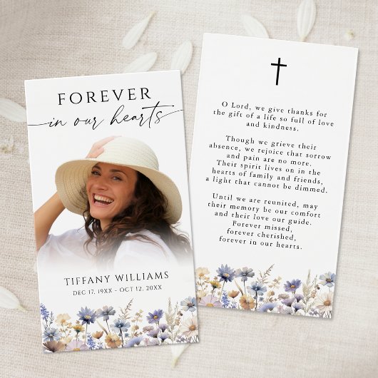 Wildflowers Forever In Our Hearts Prayer Card
