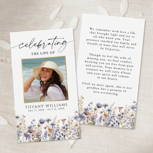 Wildflowers Funeral Celebration of Life Photo Card