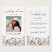 Wildflowers Funeral Celebration of Life Photo Card (Devant & derrière)