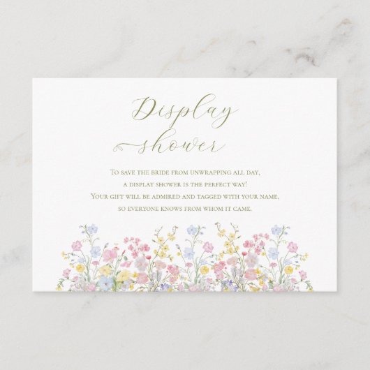 Wildflowers Garden Bridal Display Shower Informatiekaartje (Voorkant)