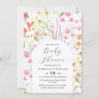 Wildflowers Garden Girl Baby Shower Invitation Kaart