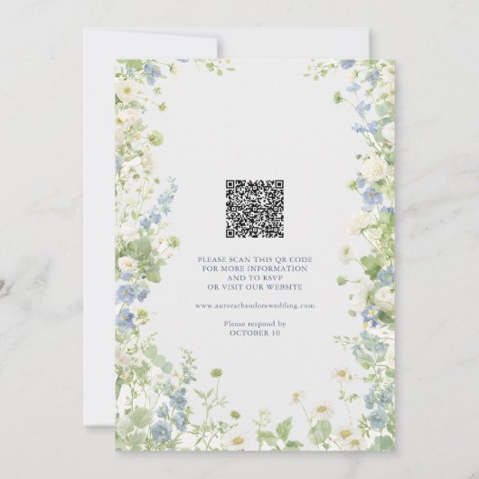 Wildflowers Garden QR Code Wedding Invitation (Dos)
