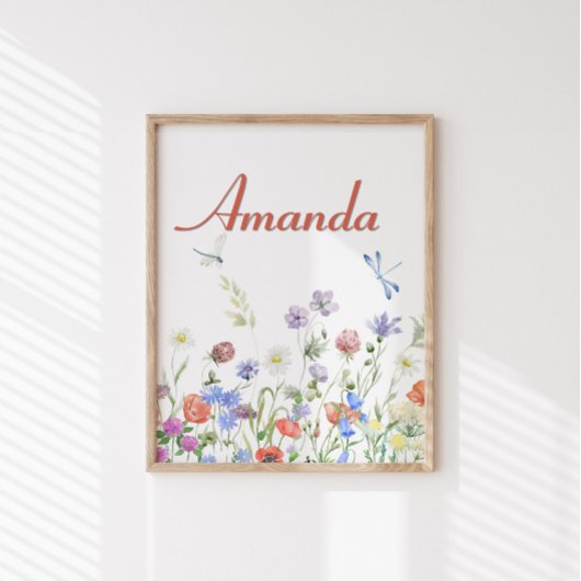 Wildflowers gepersonaliseerde aangepaste naam perfect poster
