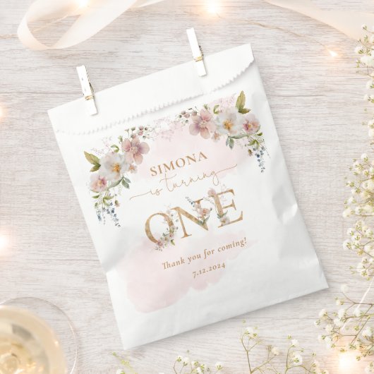 Wildflowers goud Meisje eerste verjaardag dank u Bedankzakje (Geknipt)