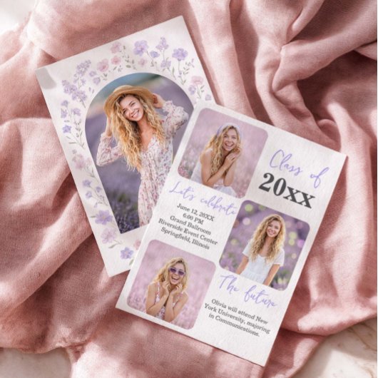 Wildflowers Graduation Photo Invitation