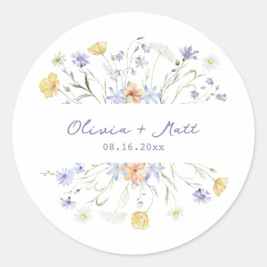 Wildflowers handritten wedding ronde sticker (Voorkant)