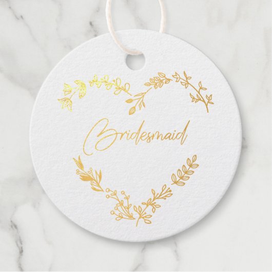 Wildflowers Heart in Gold Bedankjes Labels (Voorkant)
