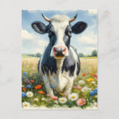 Wildflowers Holstein Dairy Koe Briefkaart (Voorkant)