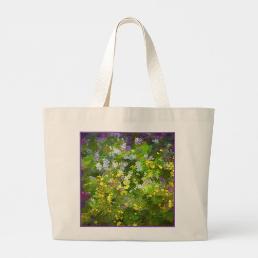 Wildflowers Impasto Schilderen Originele Bloemenku Grote Tote Bag (Achterkant)