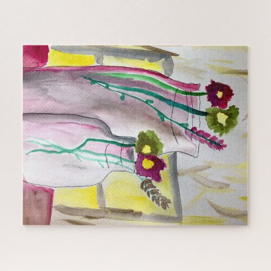 Wildflowers in vase abstract art legpuzzel (Horizontaal)