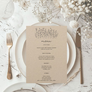 Wildflowers Line Art Elegant Modern Rustiek CUSTOM Menu