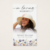 Wildflowers Loving Memory Cross Photo Prayer Card (Devant)