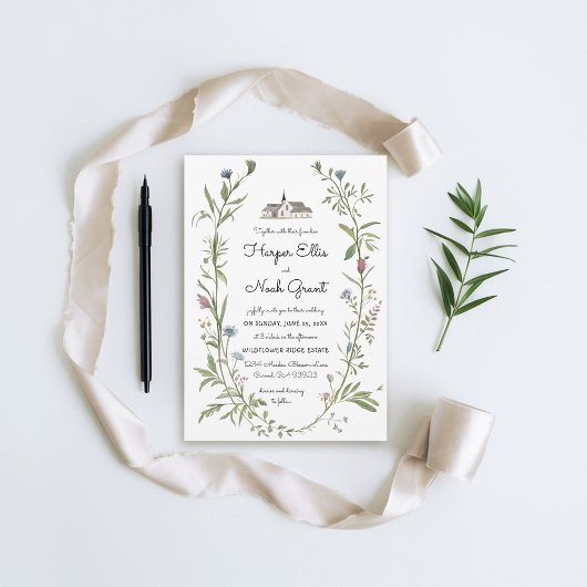 Wildflowers Manor handgeschreven moderne chique br Kaart