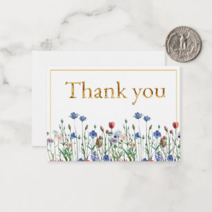 Wildflowers met Elegant Gold Script Bedankt Notitiekaartje
