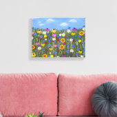 Wildflowers met madeliefjes canvas afdruk (Insitu (Woonkamer))