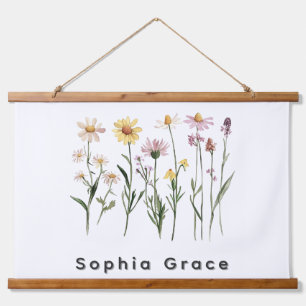 Wildflowers Minimalistische aangepaste naam Hangend Wandkleed