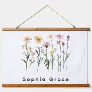 Wildflowers Minimalistische aangepaste naam Hangend Wandkleed