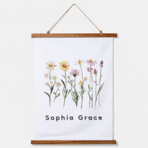 Wildflowers Minimalistische aangepaste naam Hangend Wandkleed