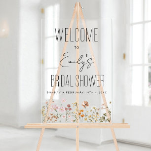 Wildflowers Modern Script Wedding Welkom Elegant Acryl Bord