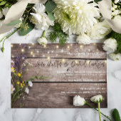 Wildflowers on Wood String Lights Rustic Wedding Kaart
