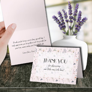 Wildflowers op Pink Girl Baby shower Bedankkaart