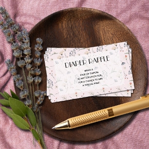 Wildflowers op Pink Girl Baby shower Luier Raffle Informatiekaartje