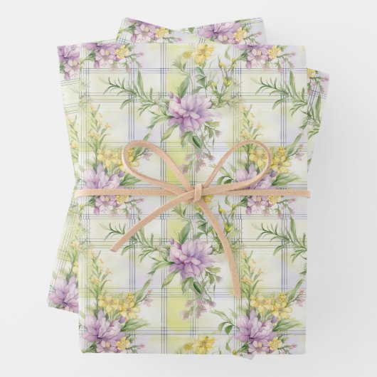 Wildflowers Paarse, geel, groen Inpakpapier Vel (In situ)