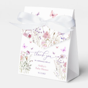 Wildflowers Paarse vlinder Baby shower dank u Bedankdoosjes